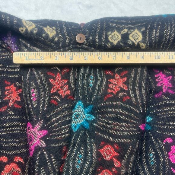 Pyramid Collection Hooded Cape Size OS MSY Black Multi Boho Embroidered Ethnic - Picture 6 of 8